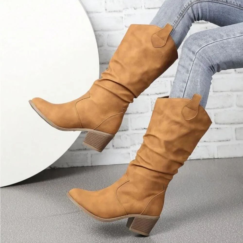 BAKERS FOLD OVER HIGH HEEL WESTERN STYLE COWGIRL WOMEN BOOT